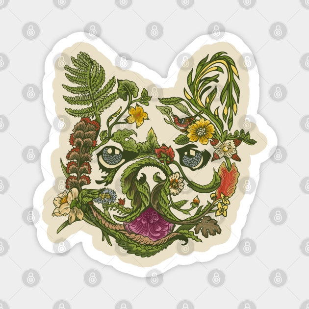 Botanical French Bulldog Magnet by huebucket