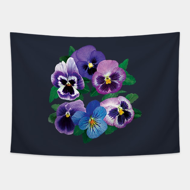 Pansies - Circle of Purple Pansies Tapestry by SusanSavad