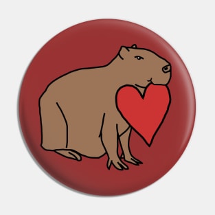 Capybara with Love Heart for Valentines Day Pin