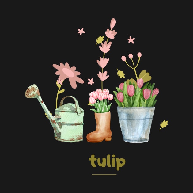 Tulip Tulips Vintage Minimalist Flora Positive Art Deco by Flowering Away