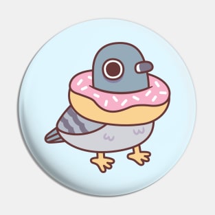 Cute Pigeon With Donut Necklace Funny Pin