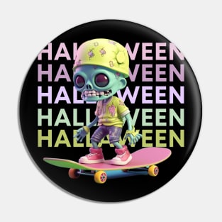 skeleton man skateboarding Pin