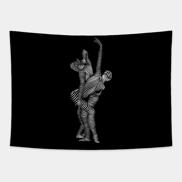 couple dancer silhouette Tapestry by mantaplaaa