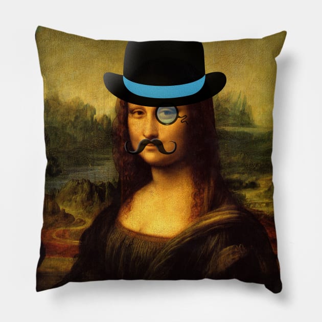 Dastardly Mona Lisa Pillow by DastardlyDesigns