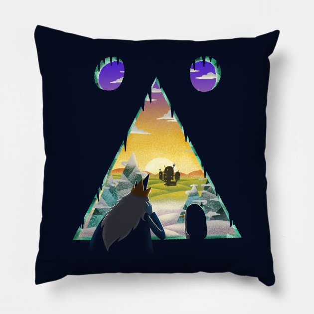 Ice Kingdom Sunset Pillow by Talehoow