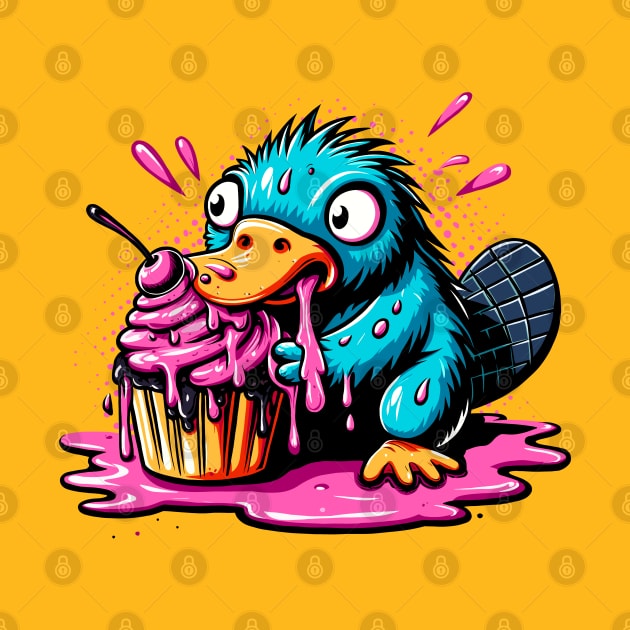 Platypus Frantically Eating a Cupcake by Ghost on Toast