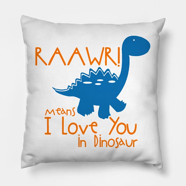 i love you in dinosaur Pillow by atasistudio