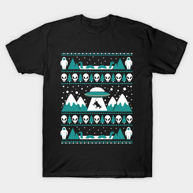 Ugly Pattern Christmas Alien abduction - Alien - T-Shirt