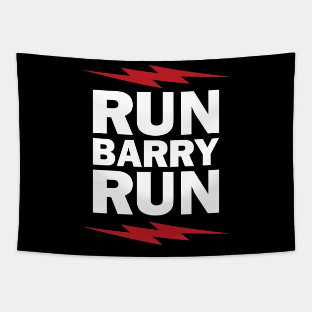 RUN BARRY RUN!! (white letters) Tapestry by alx-dgrafico