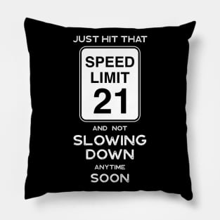 21st Birthday Gift Ideas Speed Limit 21 Sign Pillow