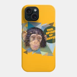 Low polygon art of young chimpanzee with grunge texture. Phone Case