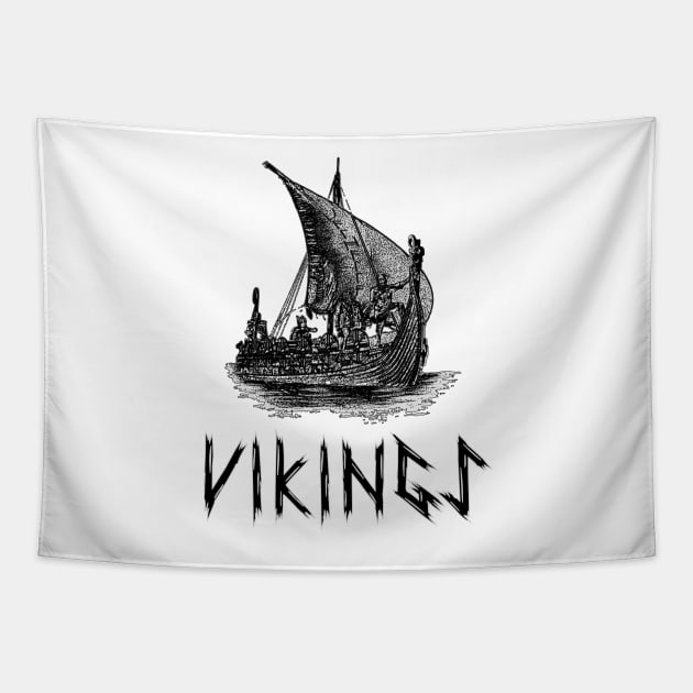 Vikings Valhalla Boat-Viking t-shirt Tapestry by KrasiStaleva