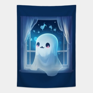 cute little ghost see on a window Tapestry