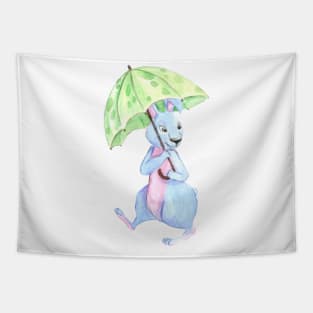 Rabbit With Umbrella Tapestry