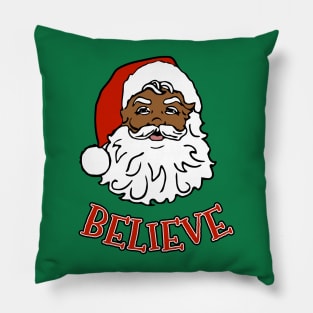 Black Santa Believe Pillow