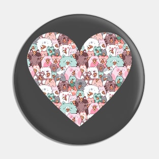 Cute cat pizza party in a heart Pin