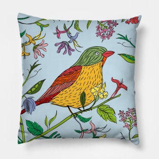 Hand Drawn Bird Spring Pillow