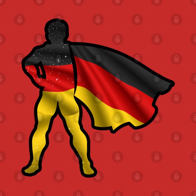 German Hero Wearing Cape of Germany Flag Hope and Peace Unite in Germany by Mochabonk