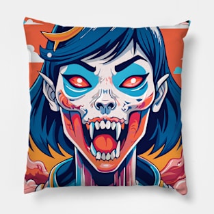 Pop Art japanese horror kuchisake onna Pillow