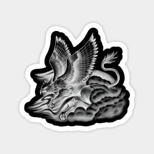 Fierce Mythical Griffin Flying in the Mist Magnet