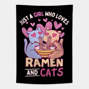 Just a Girl Who Loves Ramen and Cats Tapestry