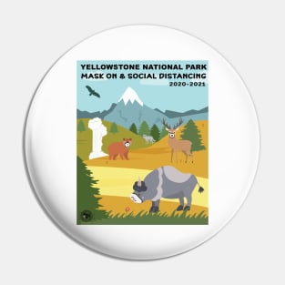 Mak On and Social Distance at Yellowstone National Park - illustration - square Pin