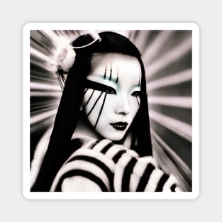 Japanese geisha, black and white vintage art Magnet