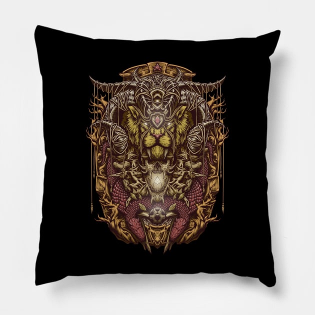 The Golden lion of century Pillow by Anone.artwork