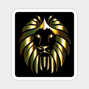 Golden Lion On Black Magnet