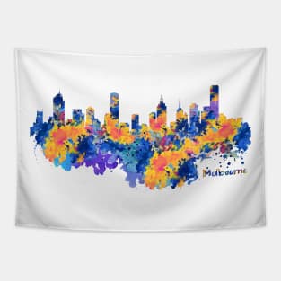 Melbourne Watercolor Skyline Tapestry