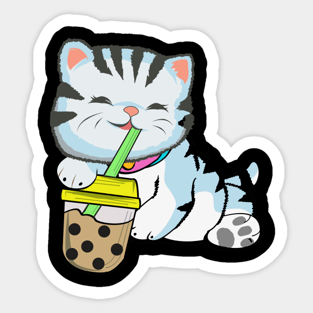 Funny Chibi Anime Cat Boba Tea Lover Cat Tea Sticker Teepublic One example of a great anime about chibi is baka to test to shoukanjuu. teepublic