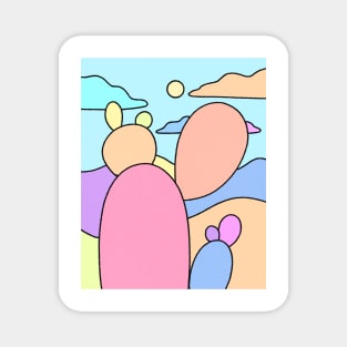 Pastel Cactus desert Cute Landscape Magnet