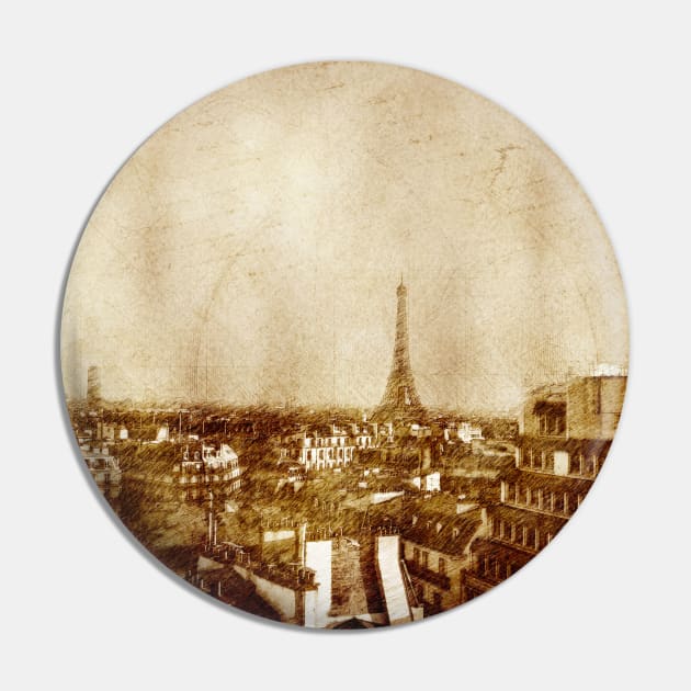 Vintage skyline of Paris Pin by AlexMir