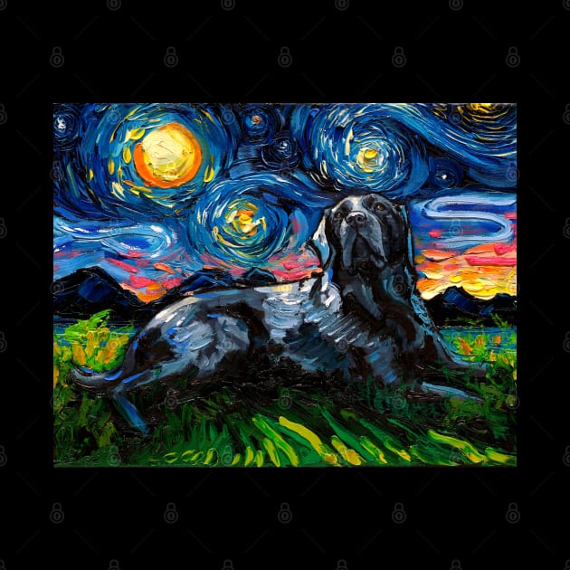 Laying Black Labrador Starry Night by sagittariusgallery