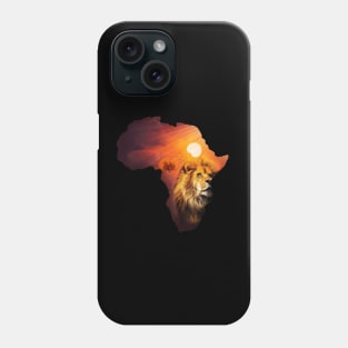 Lion and Africa Map, Sunset Safari, Big Cats Phone Case