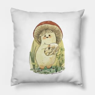 Decomposer - Mushroom Character Mouse Skull Oddities Design Pillow