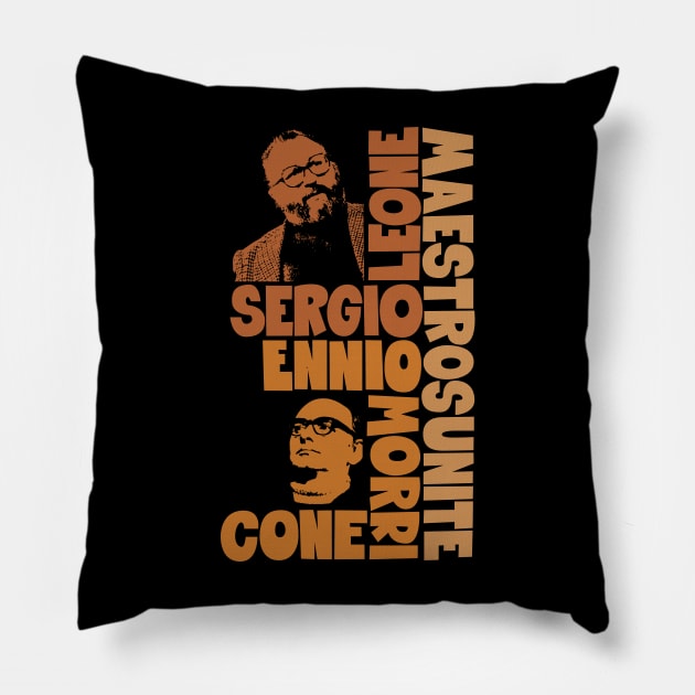Sergio Leone and Enio Morricone - Maestros Unite Pillow by Boogosh
