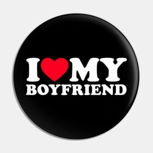 I Love My Boyfriend_ Double Sleeve T-Shirt - Classic Fit, Round Neck, Black Pin