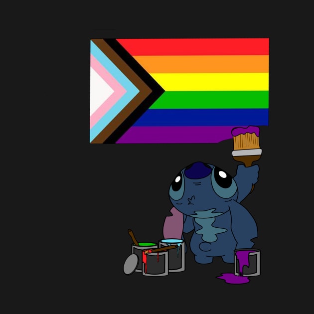 Stitch paintig Pride Flag by KadyBeam