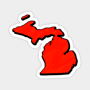 Bright Red Michigan Outline Magnet