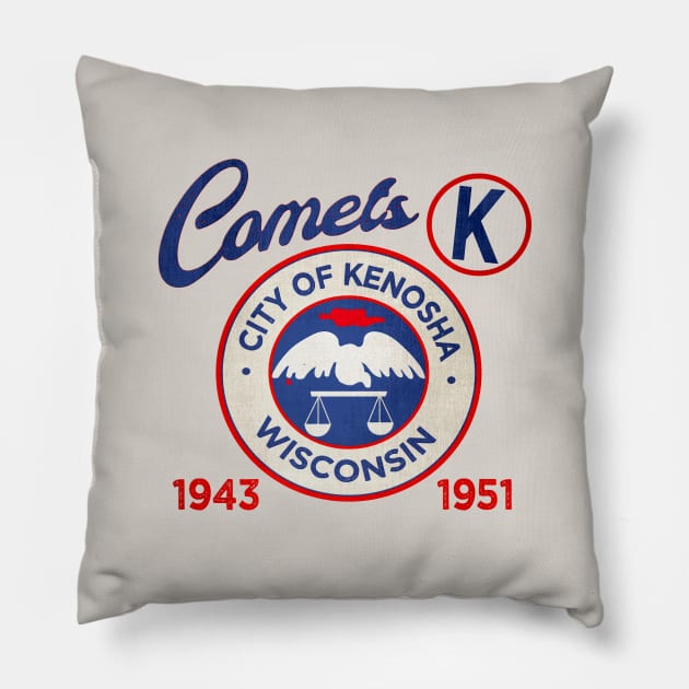 Kenosha Comets • AAGPBL Patch • Kenosha, Wisconsin Pillow by The MKE Rhine Maiden