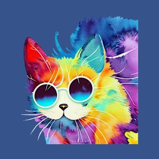 Funky cat watercolour art T-Shirt