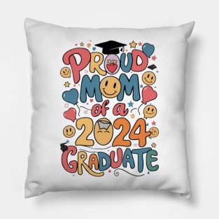 Proud Mom of a 2024 Graduate Senior Class Graduation Shirts for Family Party Pillow