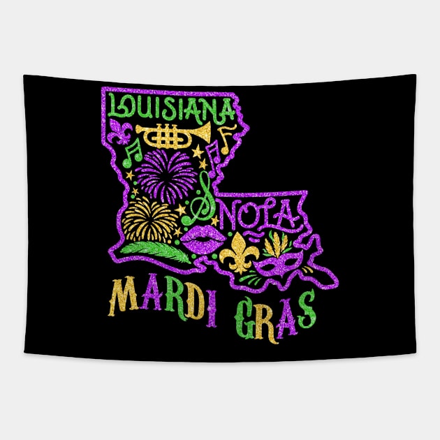 Louisiana Mardi Gras Tapestry by JanaeLarson