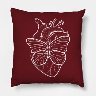 Butterfly heart white Pillow