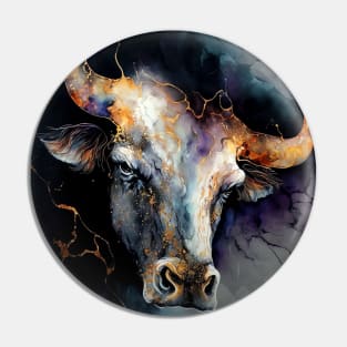 The Bull Head - Semi Abstract Alcohol Ink Resin Art Pin