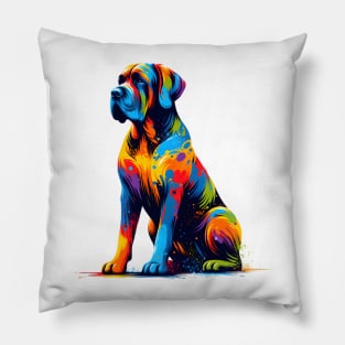 Vibrant Broholmer Dog in Colorful Splash Art Style Pillow