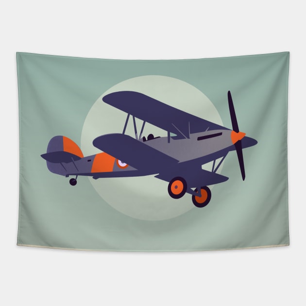 Minimalism Vintage Plane Tapestry by Zakaria Azis