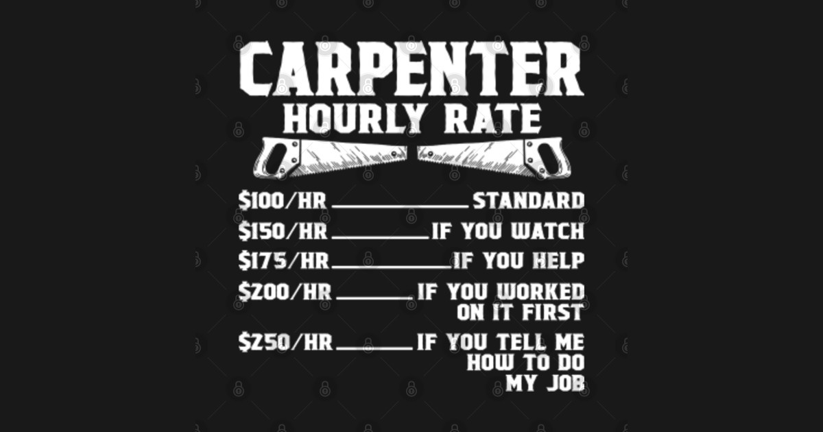Funny Carpenter Hourly Rate Funny for men women Wood Working Labor Rates Woodworking