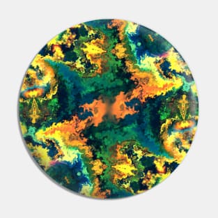 Psychedelic Hippie Square Orange Green and Blue Pin